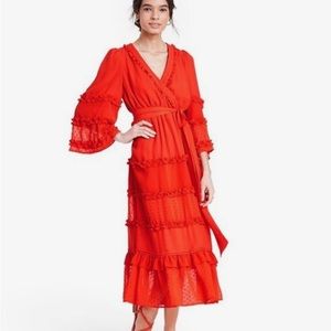 Alexis x Target Orange/Red Tiered Ruffle Dress size Medium. NWT! Never worn!